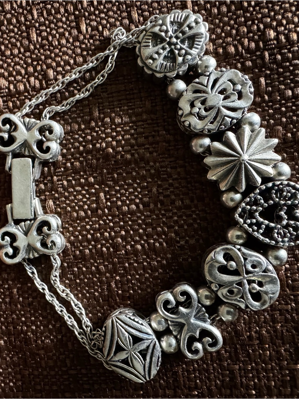 Silver Tone Decorative Charm Bracelet
